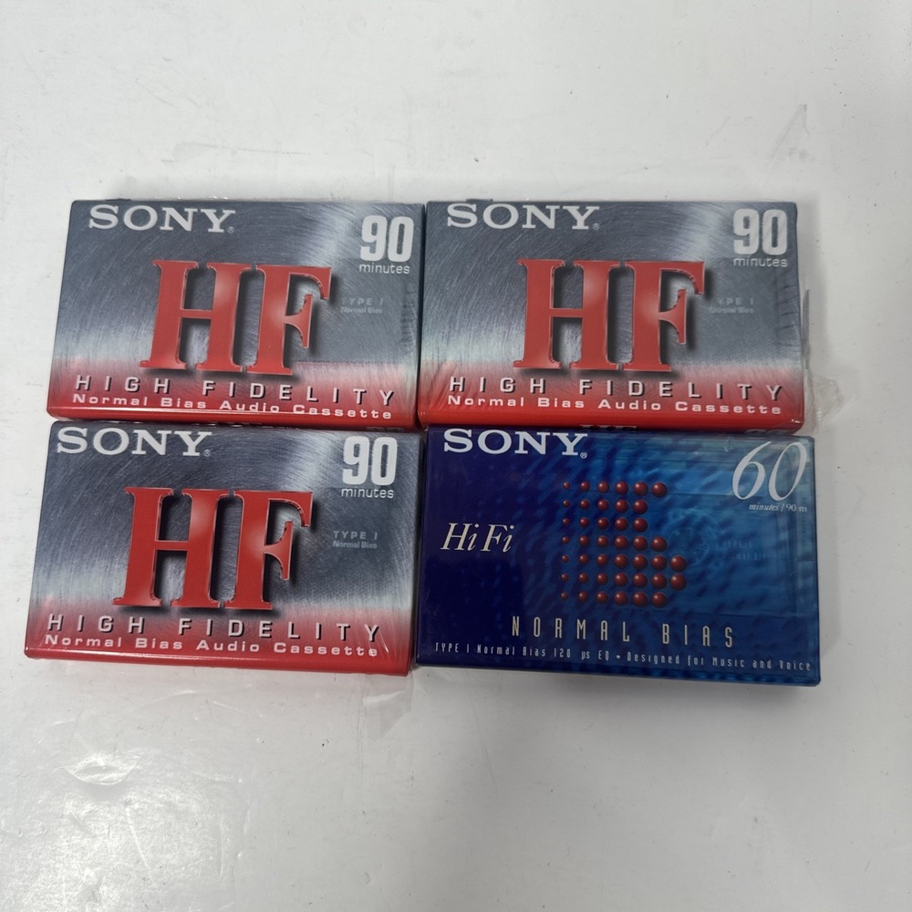 Sony HF 60 & 90 Minute Blank Cassette Tapes High Fidelity Normal Bias Lot of 4